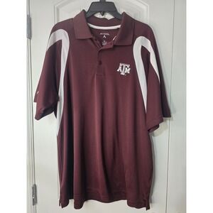 Antigua Mens Texas A&M Aggies Polo Shirt XL Maroon White Colorblock‎ ATM Logo